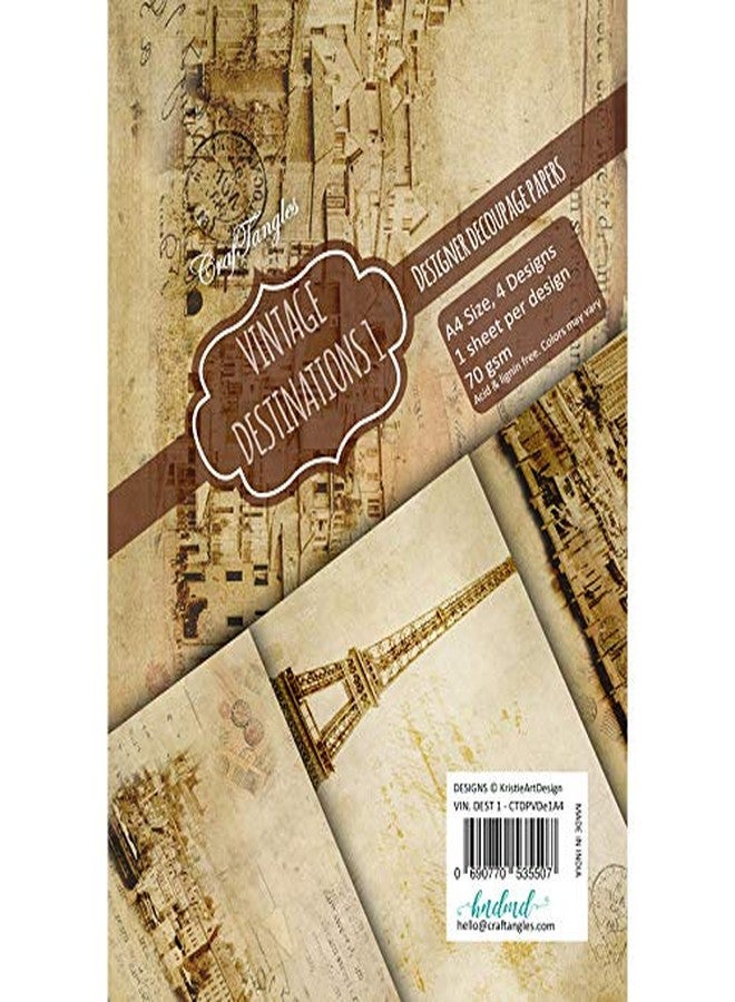 CrafTangles Decoupage Paper Pack - Vintage Destinations 1 (A4) - 4 sheets - Image 3